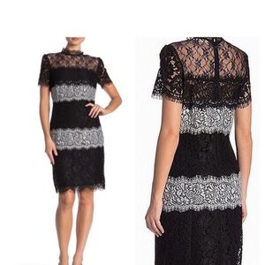 Everleigh Black and White Lace Midi Dress